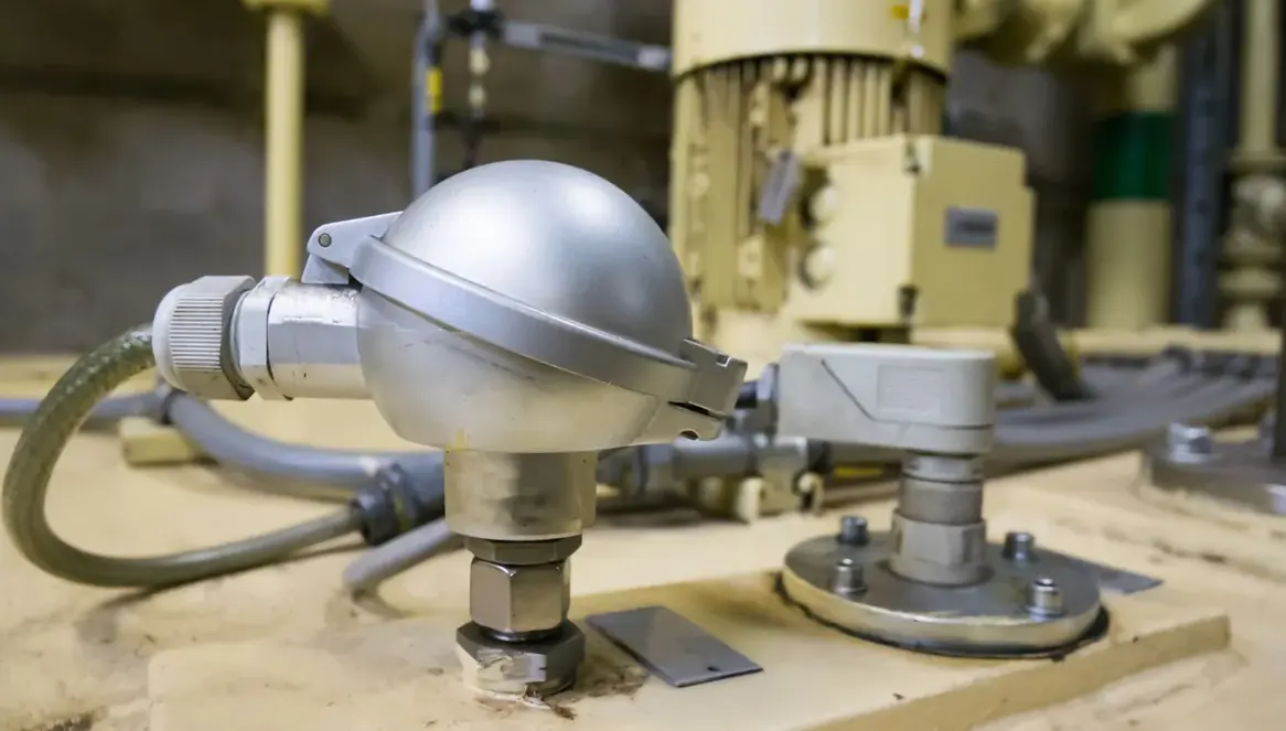 Equipamento industrial metálico instalado sobre base em área de produção